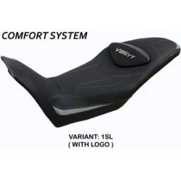 Tpz Italia Rivestimento sella compatibile Moto Guzzi V85 TT (19-23) modello Everett comfort system 1SL (argento) CON LOGO