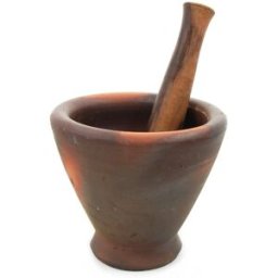 ASIA-MARKET Mortaio thai di terracotta "medium" Ã 20cm con pestello in legno
