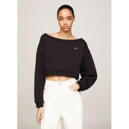 TOMMY JEANS FELPA CROP ESSENTIAL CON SCOLLO A BARCA M