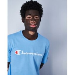 Champion T-Shirt Girocollo Icons Big Logo Blu Uomo 3XL