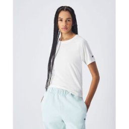 Champion T-Shirt Girocollo Script Bianco Donna L