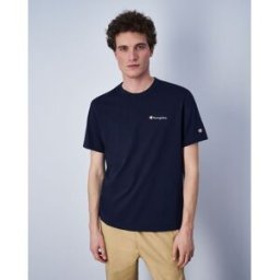 Champion T-Shirt In Cotone Con Logo Grande Blu Uomo S