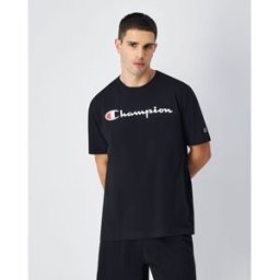 Champion T-shirt in jersey di cotone con logo grande Nero Uomo L