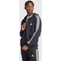 Adidas Felpa Con Cappuccio 3-Stripes Full-Zip Nero Uomo XS