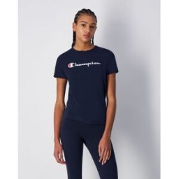 Champion T-Shirt Girocollo Con Logo Champion Grande Blu Donna XS