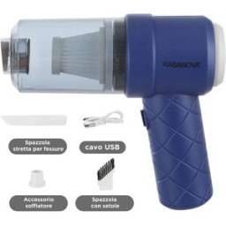 KASANOVA Mini aspiratore 2 in 1 senza fili blu