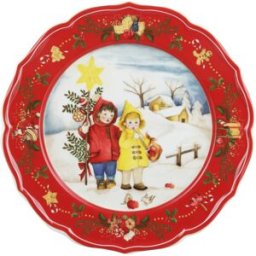 altri brand Sottopiatto Natale bambini bordo rosso porcellana 32,5 cm