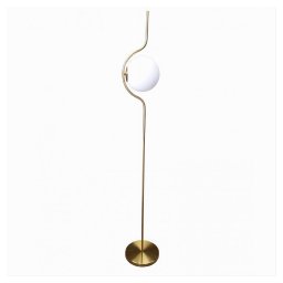 Trade Shop - Lampada Da Terra Oro Con Sfera In Vetro Bianco Piantana E27 Design Moderno 33894 -