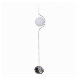 Trade Shop - Lampada Da Terra Argento Con Sfera Vetro Bianco Piantana E27 Design Moderno 33900 -