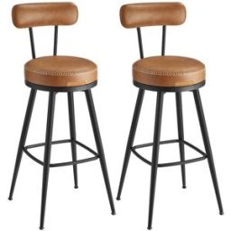 VASAGLE EKHO Collezione - Set da 2 Sgabelli da Cucina 65 cm, Marrone Caramello / 57 x 57 x 101 cm