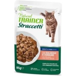 Natural Trainer Cat Straccetti Adult Salmone e Verdure 85 g