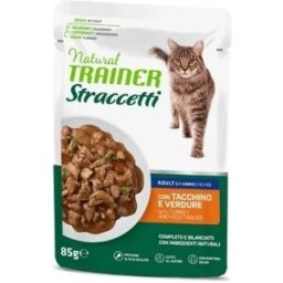 Natural Trainer Cat Straccetti Adult Tacchino e Verdure 85 g