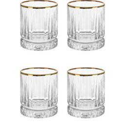 Pasabahce Set 4 bicchieri cocktail bordo oro Elysia Golden Touch
