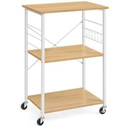 VASAGLE Scaffale da Cucina con Rotelle, Rovere Dorato + Bianco Nuvola / 60cm