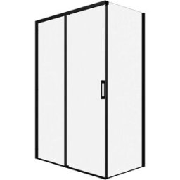 Tecnomat L ANGOLO FILA 116,5-118,5 PORTA 117-121 H200cm SINISTRA TRASPARENTE 6 mm PROFILI NERI