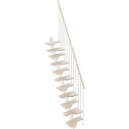 Kompassobyrintal SCALA SALVASPAZIO MINI 11 GRADINI LEGNO DI FAGGIO SBIANCATO ACCIAIO BIANCO