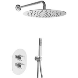 Huber KIT DOCCIA INCASSO OVALE CROMO MISC TERMOSTATICO DEVIATORE 2 VIE SOFFIONE Ø 300 mm