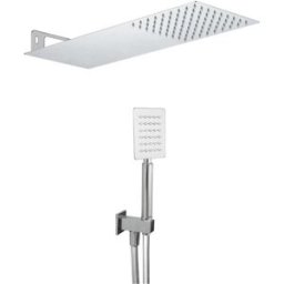 Tecom KIT DOCCIA ROYAL SQUARE SOFFIONE INOX A LASTRA 500x 200 mm CROMO DOCCETTA 1 G