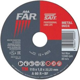 Sait DISCO ABRASIVO FAR A60R Ø115 mm SPESSORE 1 mm TAGLIO METALLO E INOX