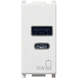 Vimar PRESA USB PLANA A+C 15W 5V BIANCO 1 MODULO