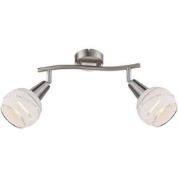 Globo BARRA 2 LUCI ORIENTABILI ICONA 2X4W E14 DIMENSIONI 28x21,5 cm NICKEL VETRO SERIGRAFATO