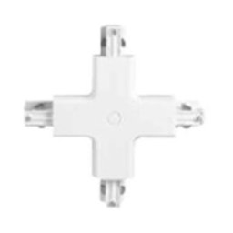 Intec_fan CONNETTORE TRACK A CROCE PER SISTEMA A BINARIO CON GUIDA TRIFASE COLORE BIANCO
