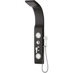 Aquapro COLONNA DOCCIA IDRO ACQUAPRO ONICE IN PVC NERO 2 GETTI CON MISCELATORE E DEVIATORE