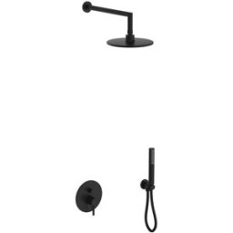 Teorema KIT DOCCIA INCASSO KEO NERO MONOCOMANDO DEVIATORE 2 VIE SOFFIONE Ø 200 mm