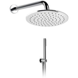 Palazzani KIT DOCCIA DOCCE ROUND CROMO BRACCIO 300 mm SOFFIONE ABS Ø 230 mm E DOCCETTA 1 GETTO