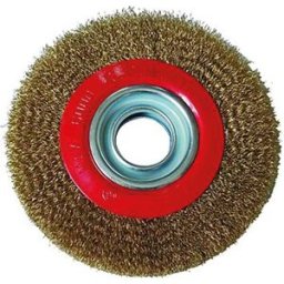 Vigor SPAZZOLA CIRCOLARE PER MOLA DA BANCO Ø 200x25 mm FILI ONDULATI FORO Ø 13-30 mm