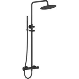 Essebagno COLONNA DOCCIA INDUS NERO MISCELATORE MECCANICO SOFFIONE Ø 250 mm