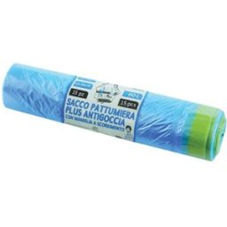 Ilprofessionale SACCO CELESTE 70x75 cm 15 pz PER EC28/35 60 l HDPE ANTIGOCCIA MANIGLIA A SCORRIMENTO