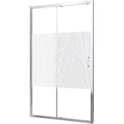 Tecnomat PORTA DOCCIA PLUS SCORREVOLE 117-120cm TEMPERATO 6 mm SERIGRAFATO B PROFILI CROMO