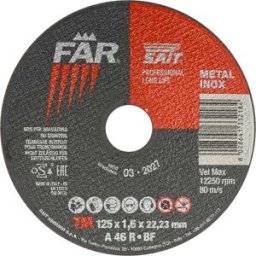 Sait DISCO ABRASIVO FAR A46R Ø125 mm SPESSORE 1,6 mm TAGLIO METALLO E INOX