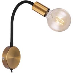 Globo APPLIQUE EDDY E27 60W CON INTERRUTTORE E CAVO METALLO ANTICATO LAMPADINA NON INCLUSA