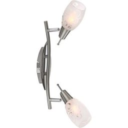 Globo BARRA AVENUE 2 FARETTI 2x40W MAX E14 IN NICKEL MATT E CROMO, VETRO OPALE SATINATO CON DECORI