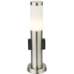 Globo PALETTO BOSTON 1xE27 FINO A 60W ALTEZZA 450 mm IP44 2 PRESE SCHUKO IP54 IN ACCIAIO E ACRILICO