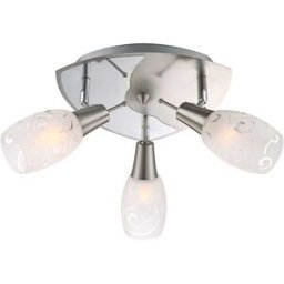 Globo PLAFO AVENUE 3 FARETTI 3x40W MAX E14 IN NICKEL MATT E CROMO, VETRO OPALE SATINATO CON DECORI