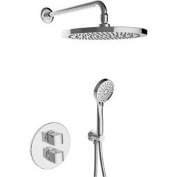 Huber KIT DOCCIA INCASSO TONDO CROMO MISC TERMOSTATICO DEVIATORE 2 VIE SOFFIONE Ø 250 mm