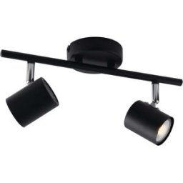 Fan_europe BARRA 2 LUCI ZERO 2xGU10 FINO A 35W LAMPADINE NON INCLUSE 330x150 mm NERO ORIENTABILE