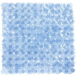 Tecnomat TAPPETO DOCCIA VASCA STONES QUADRATO 53x53 cm ANTISCIVOLO IN VINILE TRASPARENTE CELESTE
