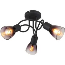 Globo SPIRALE 3 LUCI LIGHTING DAVOLA 3xE14 FINO A 25W METALLO NERO E VETRO FUME'
