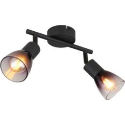 Globo BARRA 2 LUCI LIGHTING DAVOLA 2xE14 FINO A 25W METALLO NERO E VETRO FUME'