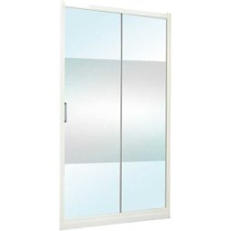 Tecnomat PORTA DOCCIA VITA SCORREVOLE 138-143H195 VETRO TEMPERATO SERIGRAFATO 6mm PROFILI ARGENTO LUCIDO