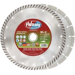 Pwi 2 DISCHI DIAMANTATI Ø230 mm CORONA A SETTORI E TURBO PER CEMENTO MURATURA PIETRA