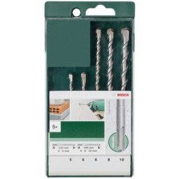 Bosch 5 PUNTE Ø5-6-6-8-10 mm SDS PLUS 2 TAGLIENTI PER MURO E CALCESTRUZZO
