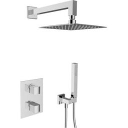 Huber KIT DOCCIA INCASSO QUADRO CROMO MISC TERMOSTATICO DEVIATORE 2 VIE SOFFIONE 200x200 mm