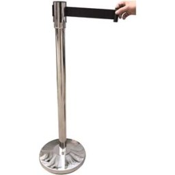 Tecnomat COLONNINA SEPARATORE A NASTRO NERO PALO INOX H 91 cm DIAMETRO 5 cm