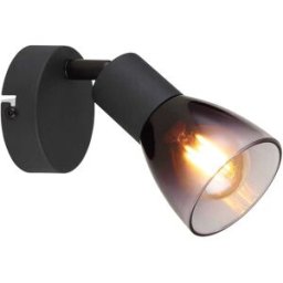 Globo FARETTO LIGHTING DAVOLA 1xE14 FINO A 25W METALLO NERO E VETRO FUME'