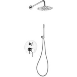 Aquapro KIT DOCCIA INCASSO ACQUAPRO TONDO CROMO MONOCOMANDO DEVIATORE 2 VIE SOFFIONE Ø 200 mm